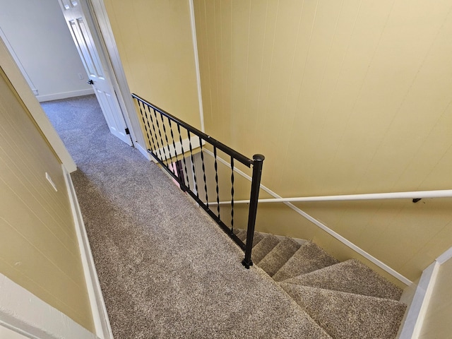 stairs with carpet flooring