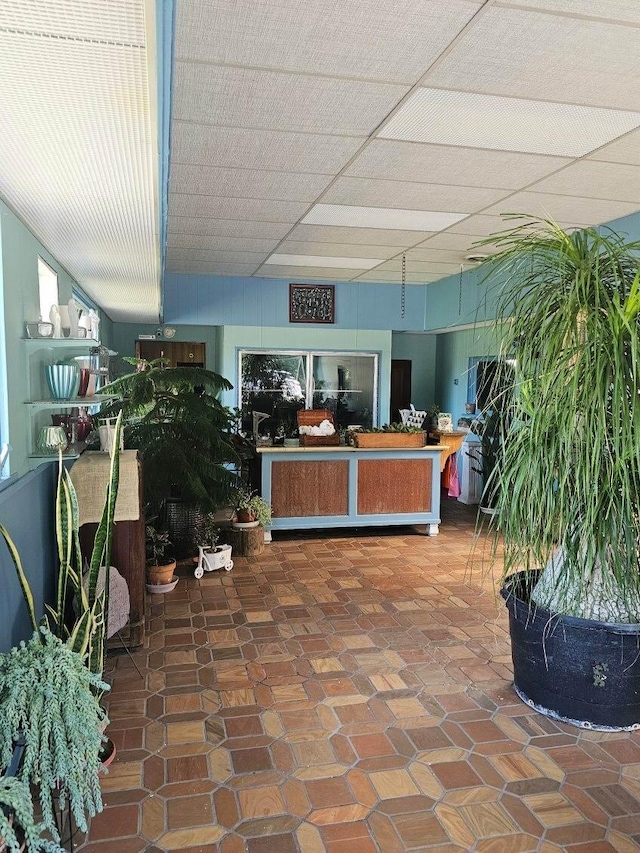 kitchen with a paneled ceiling