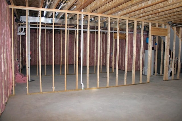 basement with water heater