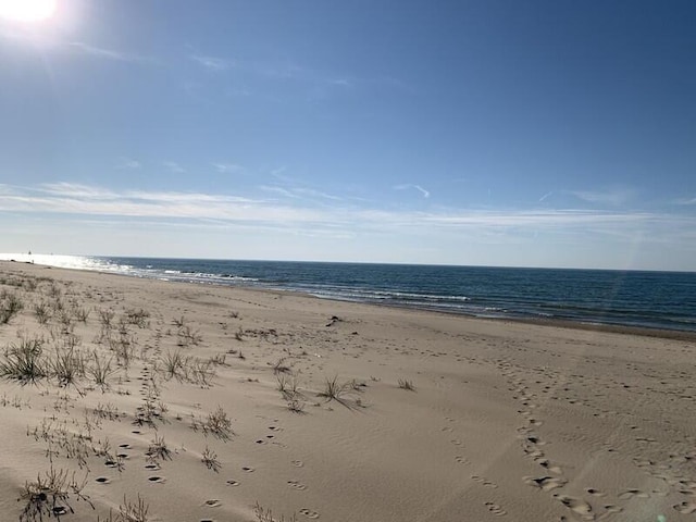 property view of water with a beach view