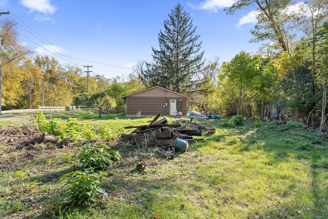 view of yard with a shed