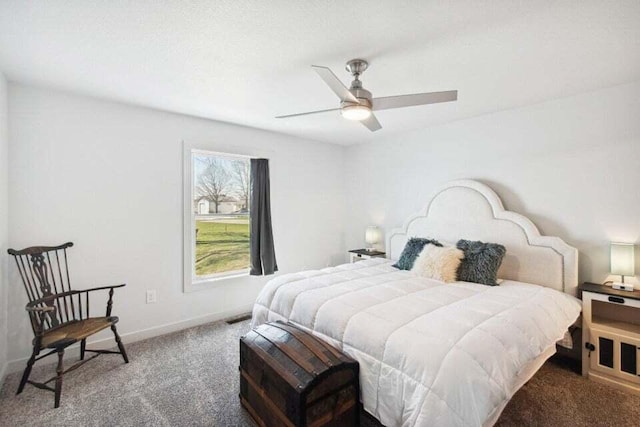 bedroom with carpet floors and ceiling fan