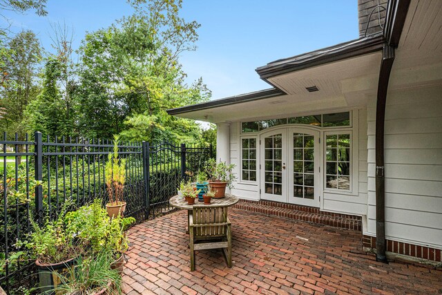 view of patio featuring french doors