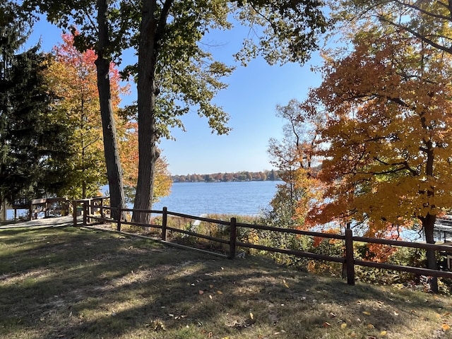 exterior space featuring a water view