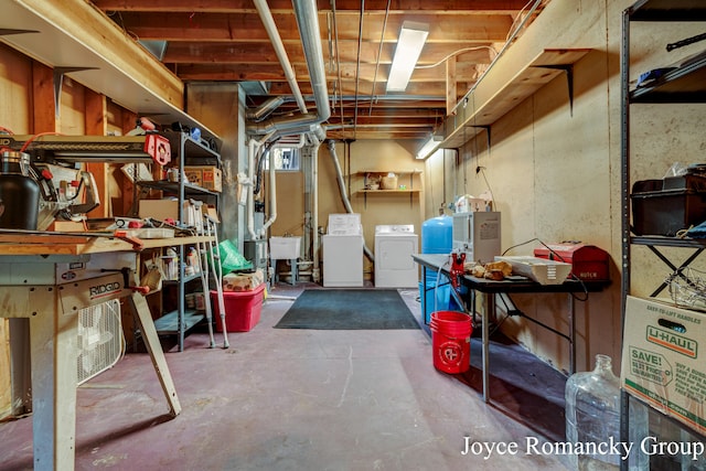 basement featuring washer and dryer