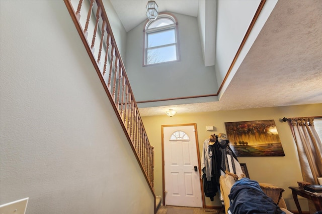 entryway with lofted ceiling