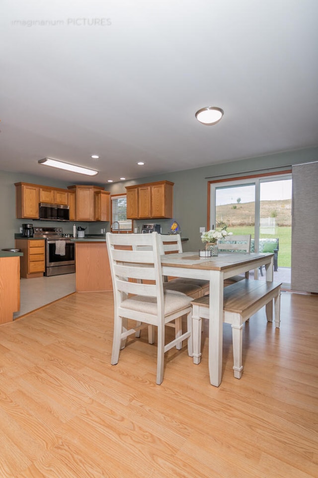 dining area with light hardwood / wood-style floors