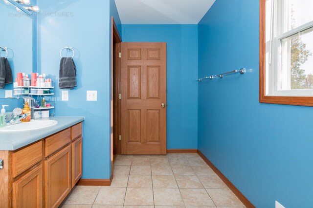 bathroom featuring vanity and tile patterned floors