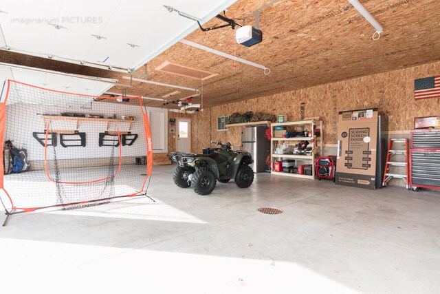 garage with a garage door opener