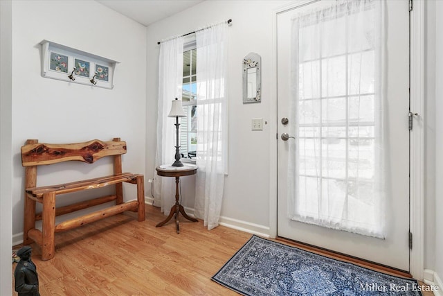 entryway with light hardwood / wood-style flooring