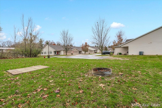 view of yard featuring a garage