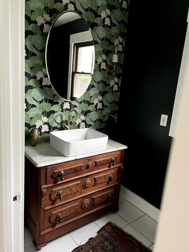 bathroom featuring vanity and tile patterned floors