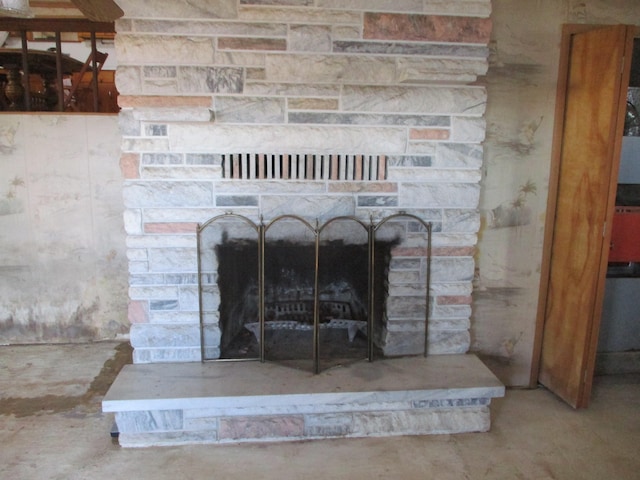 interior details featuring a fireplace