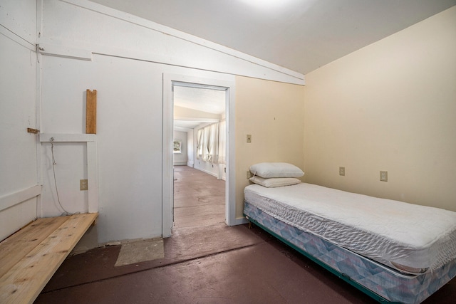 bedroom with vaulted ceiling