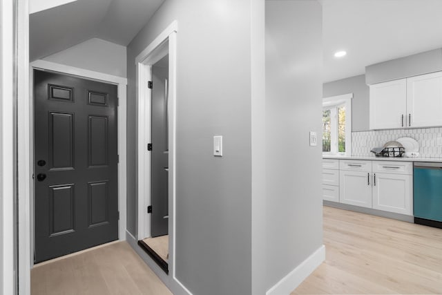 interior space with light hardwood / wood-style flooring