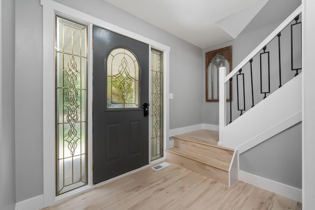 entrance foyer featuring light hardwood / wood-style flooring