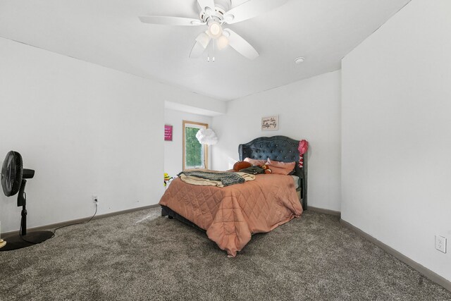 bedroom with carpet flooring and ceiling fan