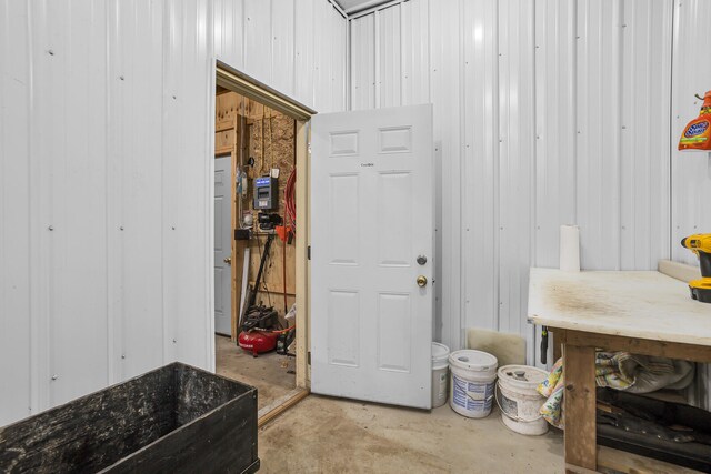 interior space with wooden walls