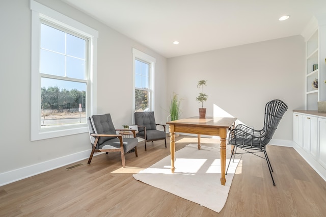 home office featuring light wood-type flooring