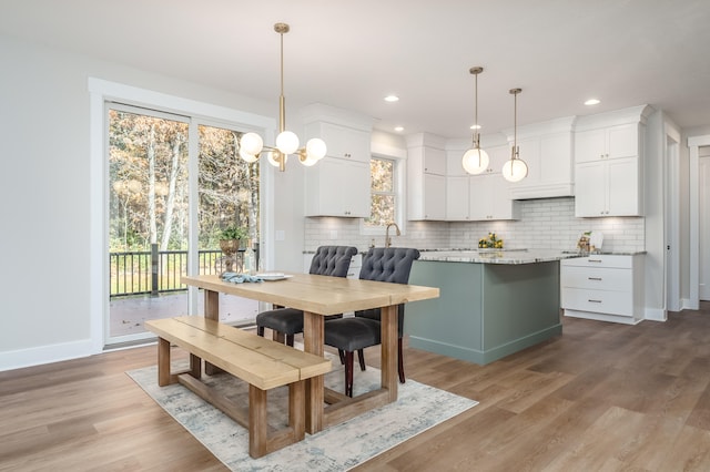 dining area with light hardwood / wood-style flooring