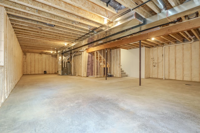 basement with heating unit