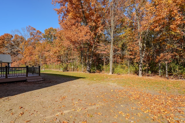 view of yard featuring a deck