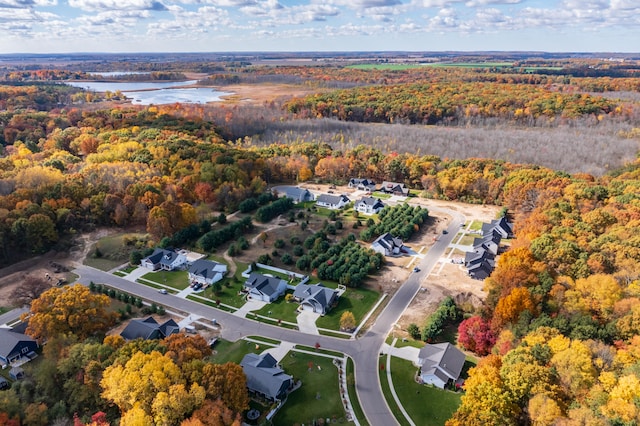 bird's eye view featuring a water view