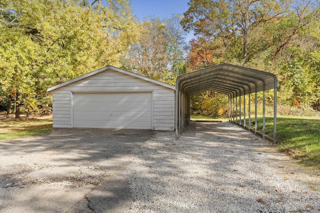 garage with a carport