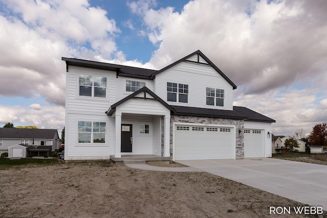 view of front of house with a garage