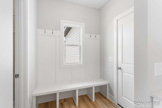 mudroom featuring light hardwood / wood-style flooring