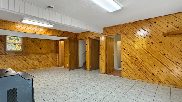 basement with wood walls