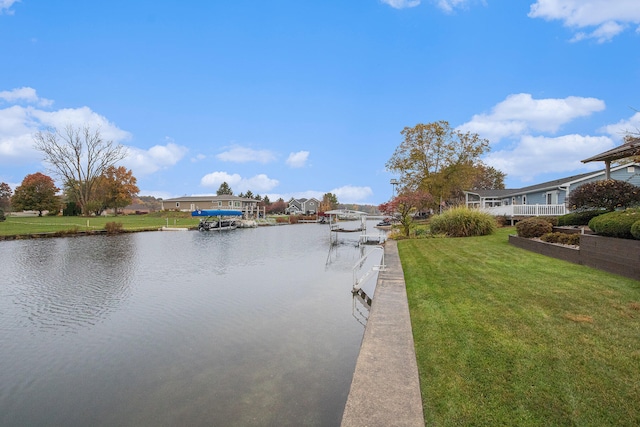 water view with a boat dock