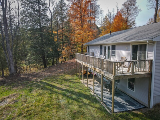 view of yard with a deck