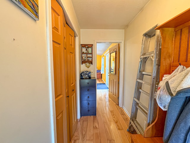 corridor featuring light wood-type flooring