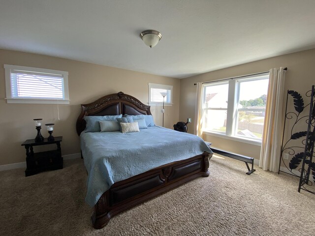 carpeted bedroom with multiple windows