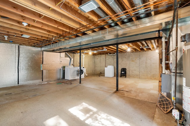 basement featuring washer and dryer