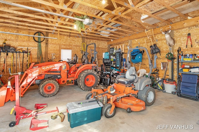 garage with a garage door opener