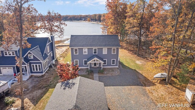 exterior space featuring a water view