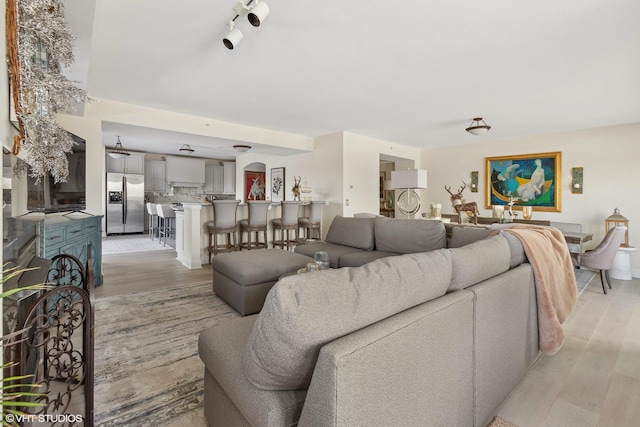 living room with light wood-type flooring