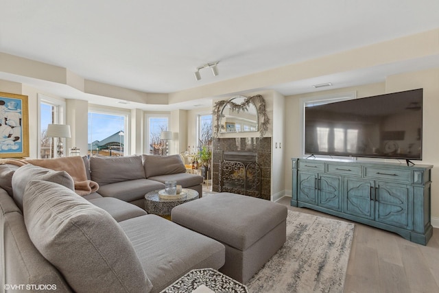 living room featuring light hardwood / wood-style flooring