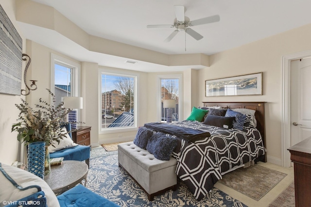 bedroom featuring ceiling fan