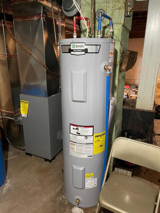 utilities with electric water heater and heating unit