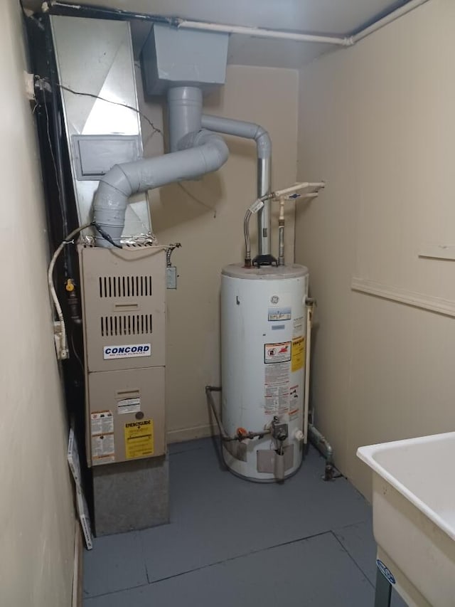 utilities featuring sink and water heater