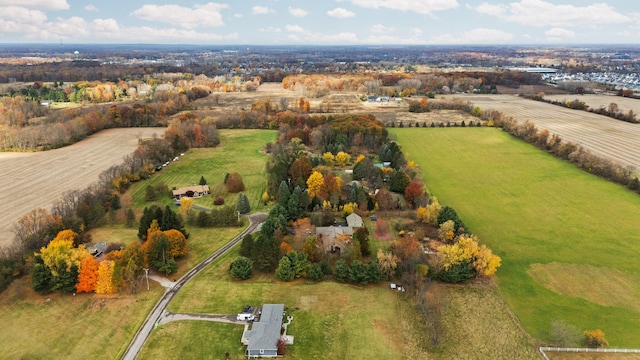 aerial view featuring a rural view