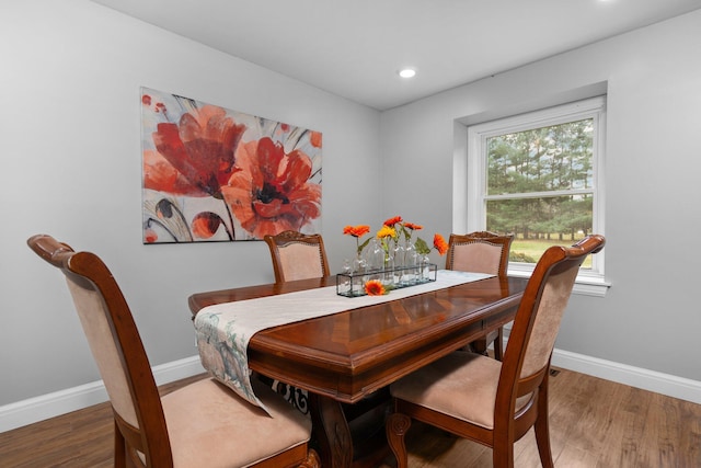 dining area featuring wood-type flooring