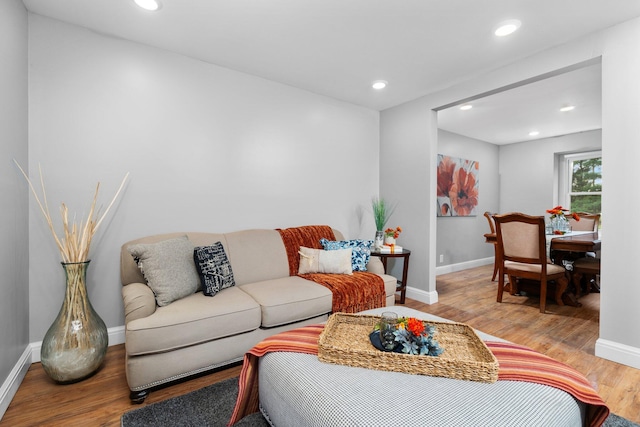 living room featuring light wood-type flooring