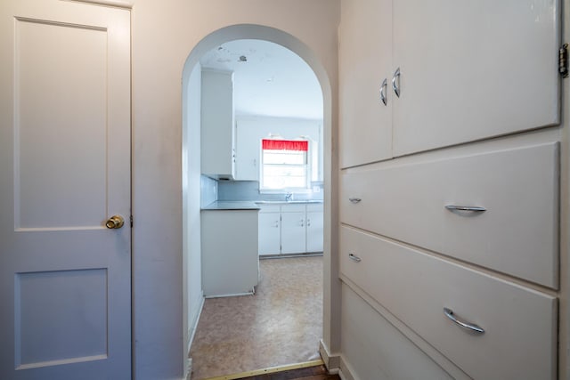 hallway with sink