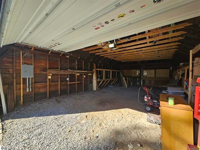 garage with a garage door opener