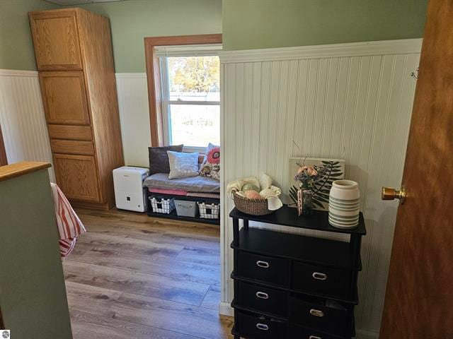 bedroom with light hardwood / wood-style flooring