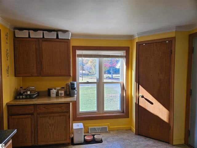 kitchen featuring ornamental molding